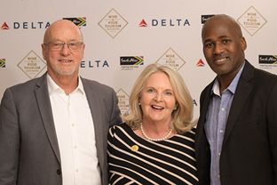 Immediate past Minister of Tourism, Derek Hanekom (conference speaker), convenor of the Wine & Food Tourism Awards, Margi Biggs and chairperson of the Tourism Business Council of South Africa (TBCSA), Blacky Komani. Photography by The Biggs Picture.
