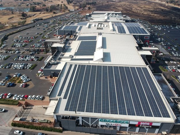 Roof top solar panels at Springs Mall
