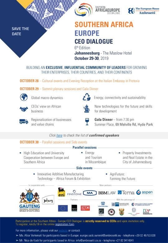 Southern Africa Europe CEO Dialogue, the continent's major investment platform