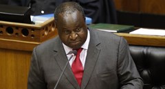 South African Finance Minister Tito Mboweni delivers the mid-term budget statement at parliament, Cape Town, South Africa, 24 October 2018. EPA/Nic Bothma