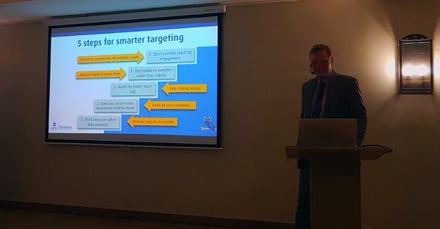 Dr Carl Driesener, senior marketing scientist at the Ehrenberg-Bass Institute (EBI) of marketing science in Australia explaining the 5 steps to becoming a smarter target marketer at Spark Media's recent event.