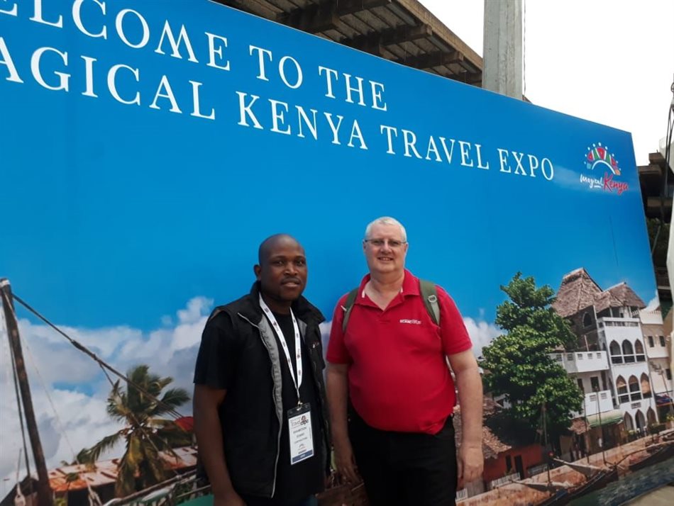 Alastair Stead and Ernest Lusinga of Scan Display at Magical Kenya Travel Expo