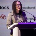 Yolisa Phahle, CEO of general entertainment at the MultiChoice Group, presenting the final keynote session of the second day of AfricaCom 2019.