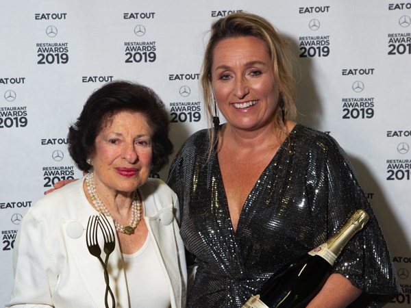 Eat Out Lannice Snyman Lifetime Achievement Award winner Annette Kesler with Tamsin Snyman