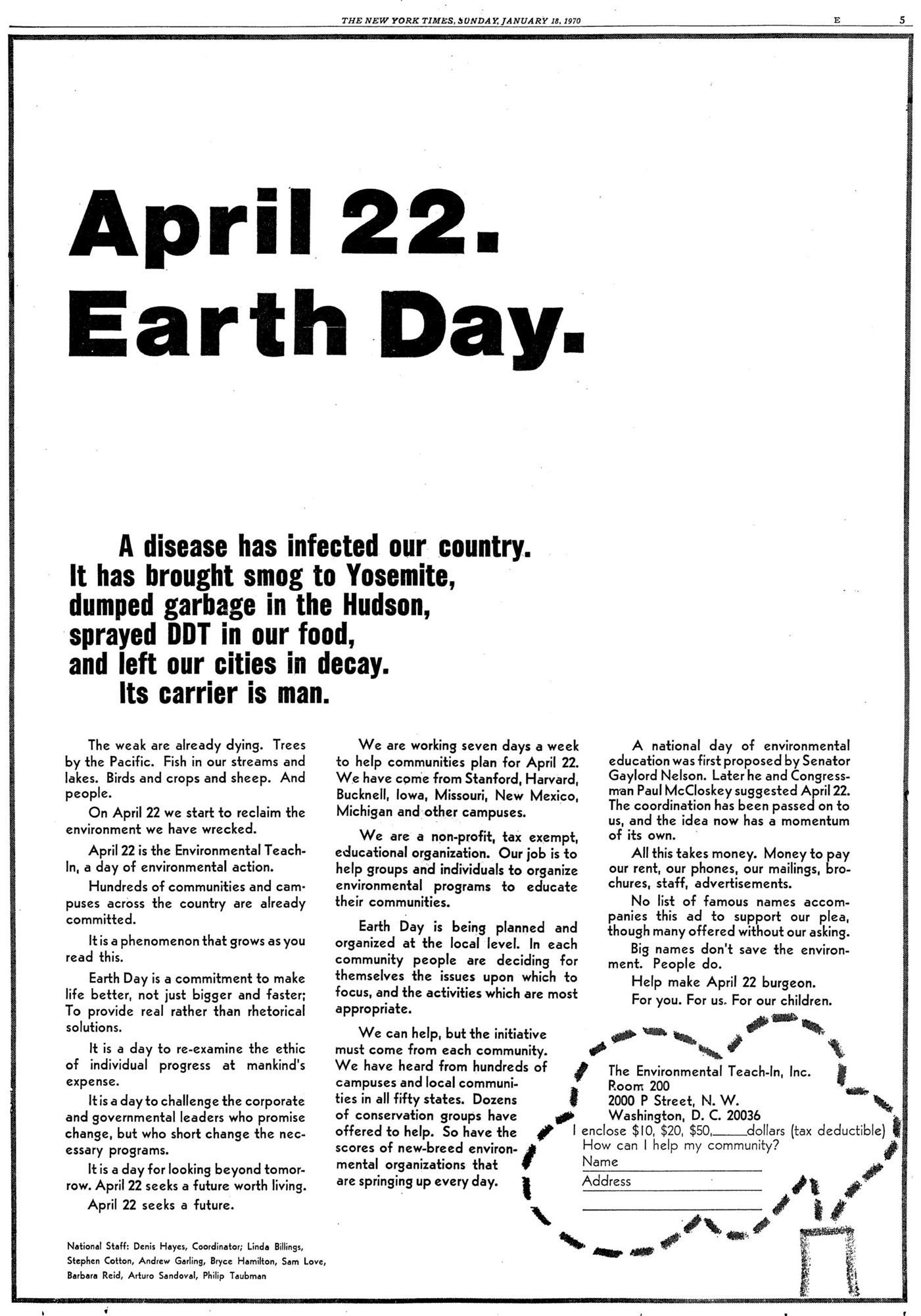 NPO aims to make history again this 50th anniversary of Earth Day