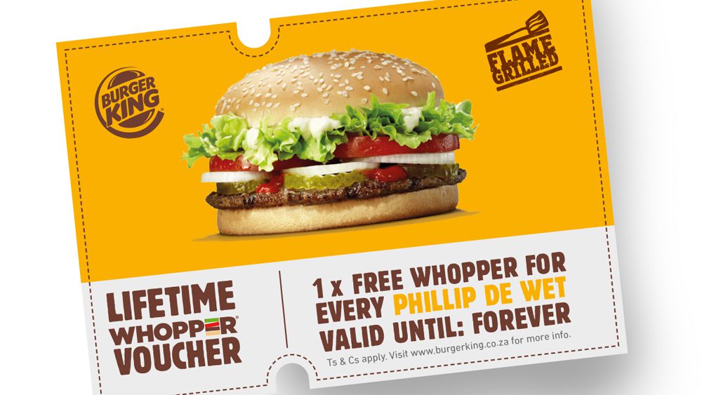 Burger King celebrates all of SA's Phillip de Wets