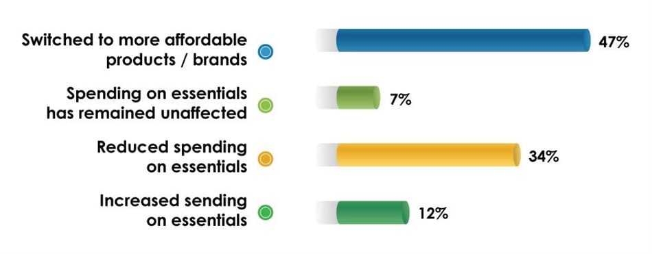 Shift in consumer spending patterns on essentials