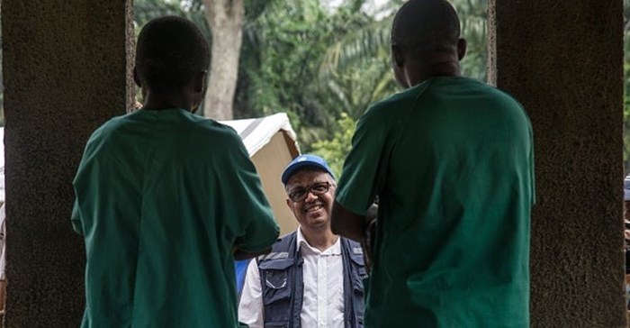 WHO Director-General Tedros Adhanom at an Ebola treatment centre in Itipo. Getty images/ Junior D. Kannah