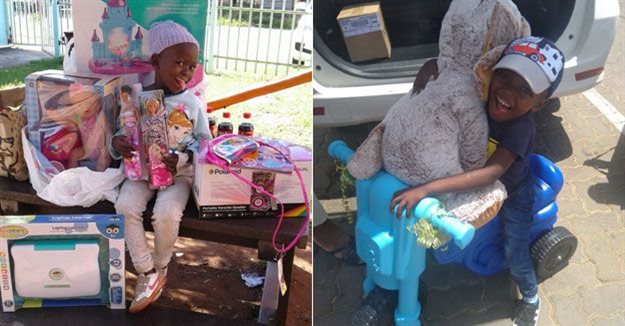(L) Mikateko Ngubani (5 years old) dreamed of owning new toys that she could love. The Reach for a Dream Foundation made her dreams come true – she received a selection of new toys.<p>(R) Mthokozisi Ngwenya (3 years old) dreamed of having his own toys. The Reach for a Dream Foundation gifted him a selection of new toys. Mthokozisi loves the big bear, which was fluffy and soft.