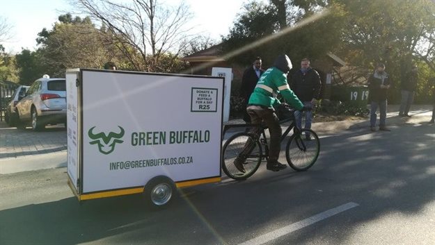 Residents of Sunninghill, Johannesburg, have created a “trike” for reclaimers in their neighbourhood. The bicycle, with a trailer attachment, will be used to transport recyclable materials. Photo: Zoë Postman
