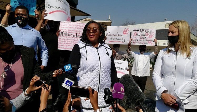 Minister of Tourism Nkhensani Kubayi-Ngubane accepted a memorandum from the South African Restaurant Association on Wednesday afternoon. Photo: Zoe Postman