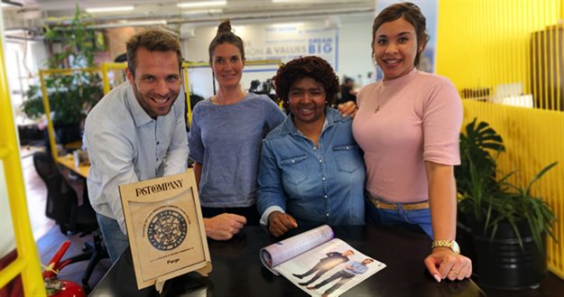 Team Pargo at their Cape Town offices after winning Fast Company SA's Most Innovative Companies Award.