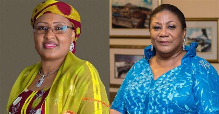 The first lady of Nigeria, Dr Aisha Muhammadu Buhari and the first lady of Ghana, Rebecca Akufo-Addo. Images source: Facebook.