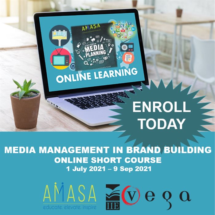 Amasa Media Management in Brand Building online course with Vega School: 1 July-9 September 2021