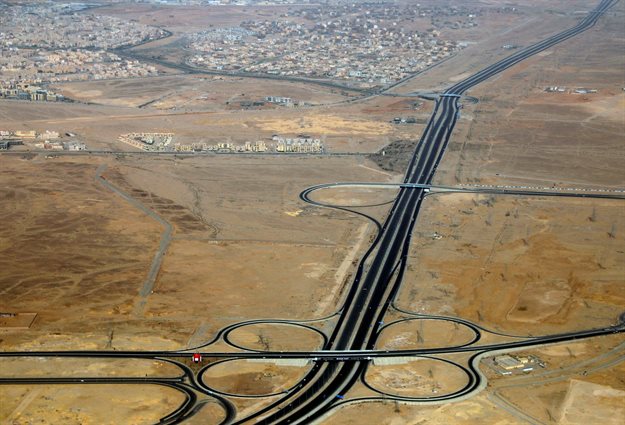 An aerial view of new mega-highways and bridges on the way to the New Administrative Capital (NAC) east of Cairo is pictured through the window of a plane. Reuters/Amr Abdallah Dalsh