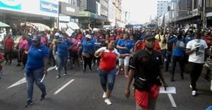 The South African Commercial, Catering and Allied Workers Union started industrial action on Thursday in Durban over retrenchments and reduced working hours at Massmart. Photo: Nokulunga Majola.