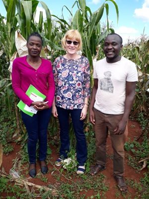 Nakai Matongera, PhD student; Prof Maryke Labuschagne; and Nyika Rwatirera, also a PhD student. Both students are working on maize bio-fortification.