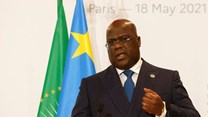 African Union president and president of Congo Democratic Republic Felix Tshisekedi speaks during a joint news conference at the end of the Summit on the Financing of African Economies in Paris, France May 18, 2021. Ludovic Marin/Pool via Reurters//File Photo