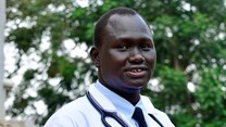 Samuel Dhol Ayeun, a trainee doctor who fled from South Sudan to Uganda. ReuterAbubaker Lubowa