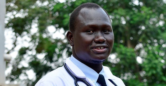 Samuel Dhol Ayeun, a trainee doctor who fled from South Sudan to Uganda. ReuterAbubaker Lubowa