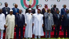 West African leaders and officials stand for a photo at the Ecowas extraordinary summit on terrorism in Ouagadougou, Burkina Faso. Reuters/Anne Mimault