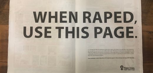 Cannes Lions 2021 awards a Silver Lion to 'The Rape Page' by Ogilvy Cape Town and Rape Crisis