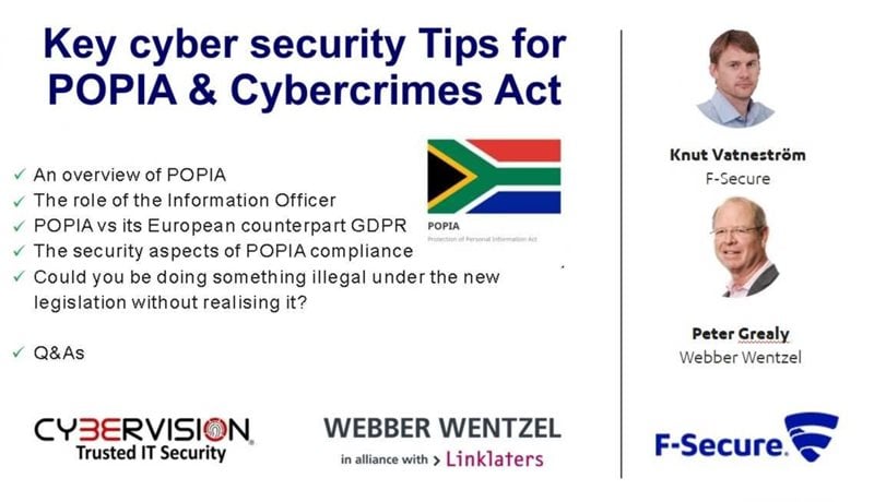 Free webinar recording on key cybersecurity tips for POPIA and Cybercrimes Act