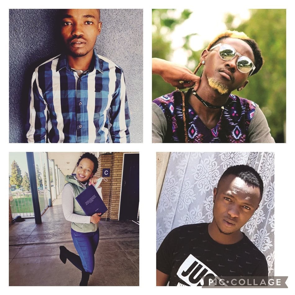 Top left: Tshepo Dlamini; bottom left: Mpho Qhubu; top right: Lehlohonolo Colline Moreki; and bottom right: Nkosinathi Ndala