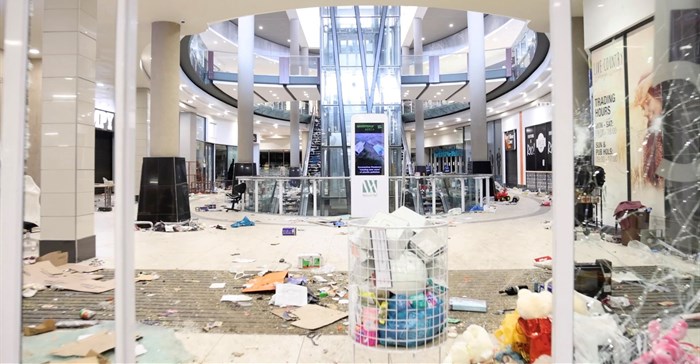 A screen grab taken from a video shows the damage inside a shopping mall following protests. Source: Courtesy Kierran Allen/via Reuters