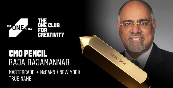 Mastercard's Raja Rajamannar awarded The One Show 2021 CMO Pencil