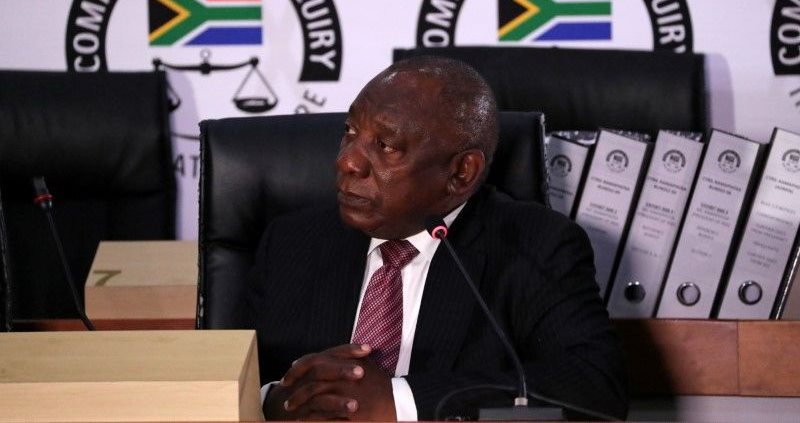 South African President Cyril Ramaphosa appears to testify before the Zondo Commission of Inquiry into State Capture in Johannesburg, South Africa, August 11, 2021. Reuters/ Sumaya Hisham