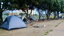 The City of Cape Town has defended its demolition of a tent camp on 23 August that had been set up by homeless people near the Green Point Tennis Club. Photo: Marecia Damons / GroundUp