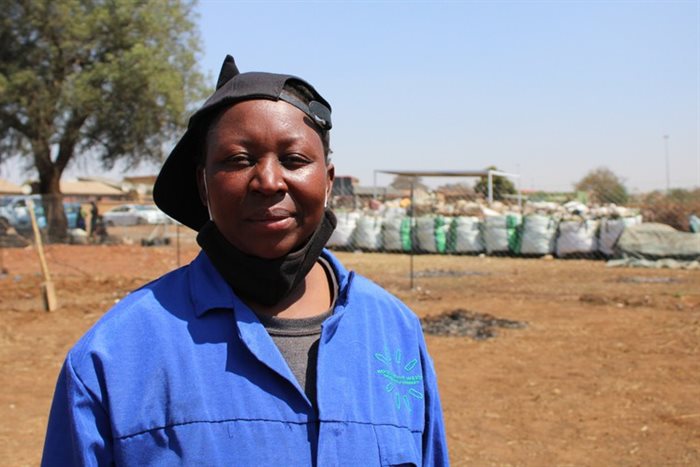 Itumeleng Phiri from Tembisa has started a recycling project and food garden on a field previously used as an illegal dump site. | Source: Masego Mafata