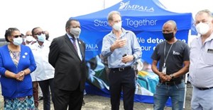 Source: supplied by agency. Thandi Modise, Minister of Defence and Military Veterans, Gwede Mantashe, Minister of Mineral Resources, and other VIP delegates visit the Impala mobile vaccination site with Dr Jon Andrews, Implats’ Group Executive for Health and Safety