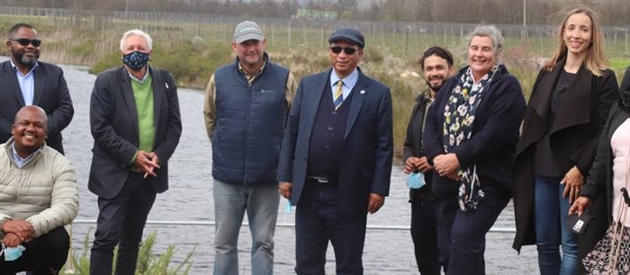 Leon van Wyk, George municipality mayor, Western Cape provincial minister of agriculture, Ivan Meyer and representatives from both the South African Breweries and the World Wide Fund for Nature South Africa visited the site of the project to observe its progress. | Source: Supplied