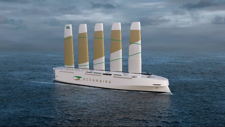 The Oceanbird ship concept, a wind-powered cargo carrier.