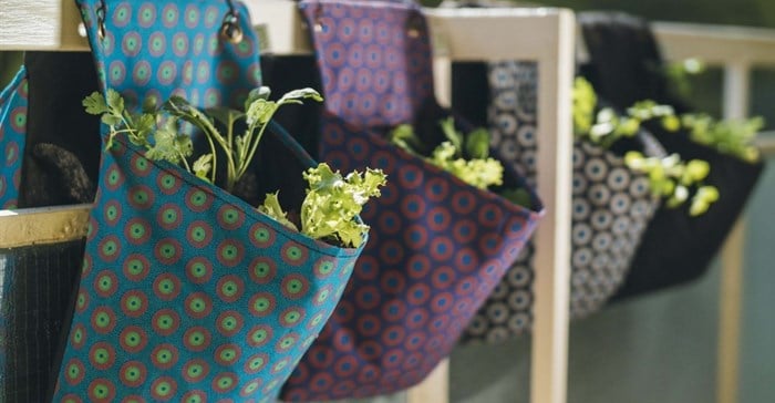 Source: ©Reel Gardening. Reel Gardening's planting bags handmade from traditional South African ShweShwe fabric