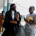 Julia Selman Ayetey, lawyer for the 21 people, who where detained by police and accused of unlawful assembly and promoting an LGBTQ agenda, speaks to journalists at the Ho Circuit Court in Ho, Volta Region, Ghana 4 June 2021. Reuter/Francis Kokoroko/File Photo