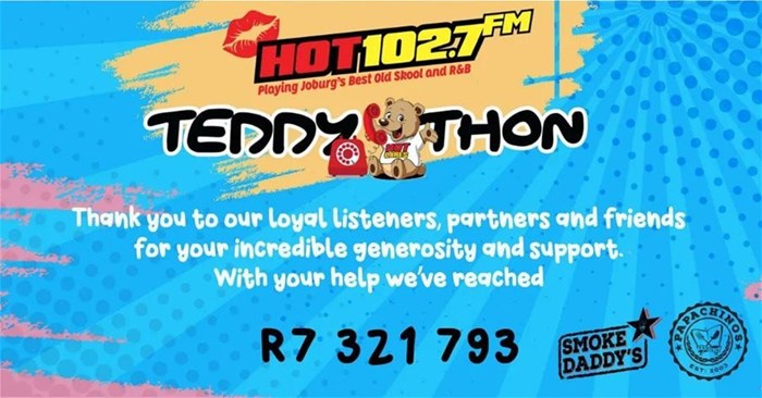 Hot 102.7FM Teddython raises R7m in twelve-and-a-half-hours