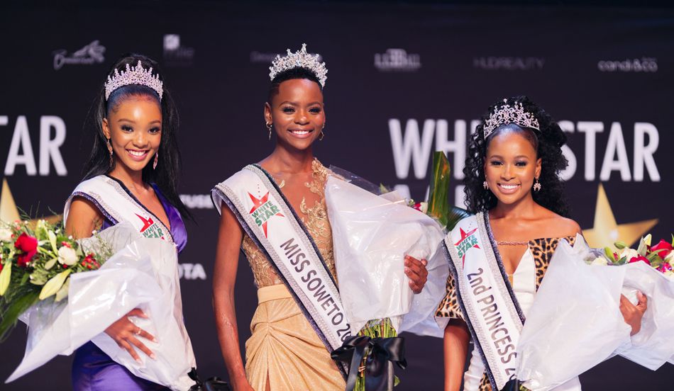 L-R: 1st Princess Ontsiametse Tlhopane; Miss Soweto 2021 Ludina Ngwenya; 2nd Princess Thando Tshabalala