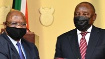Image: Themba Maseko and President Cyril Ramaphosa at the presentation of the first State Capture Commission report -