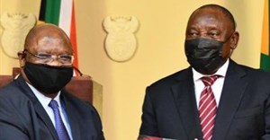 Image: Themba Maseko and President Cyril Ramaphosa at the presentation of the first State Capture Commission report -