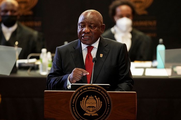 President Cyril Ramaphosa delivers the State of the Nation Address (SONA) to a joint sitting of the National Assembly and the National Council of Provinces in Cape Town, 10 February 2020. Nic Bothma/Pool via Reuters
