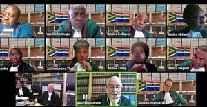 A screengrab of Thursday’s virtual Constitutional Court hearing into a R14.25m defamation case brought by Australian mining interests against South African lawyers, activists and a social worker.