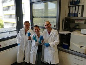 Making artificial mussels in Germany: Dr Sonja Zimmermann, Ms Marelize Labuschagne and Dr Hannes Erasmus