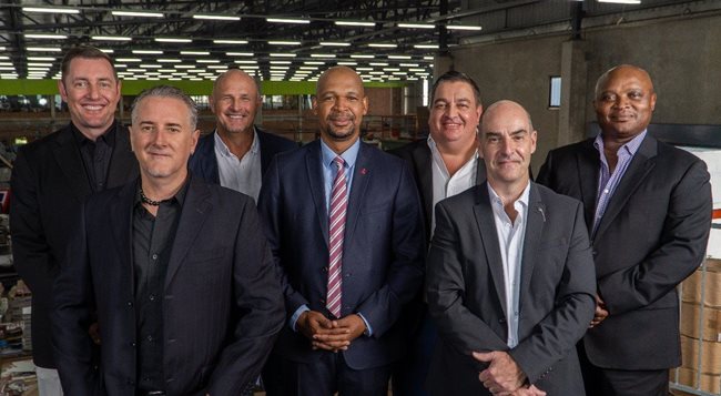 L to R (front): Tim Edmunds, MD at H&A and Trevor Shell, creative director at H&A<br>L to R (back): Jacques du Preez, CEO of PMG; Chris Hewitt, MD at H&A; Tshegofatso Sefolo, chairman at PMG;<br>Johan Scholtz, financial director at PMG and Mzi Deliwe, deputy CEO at PMG