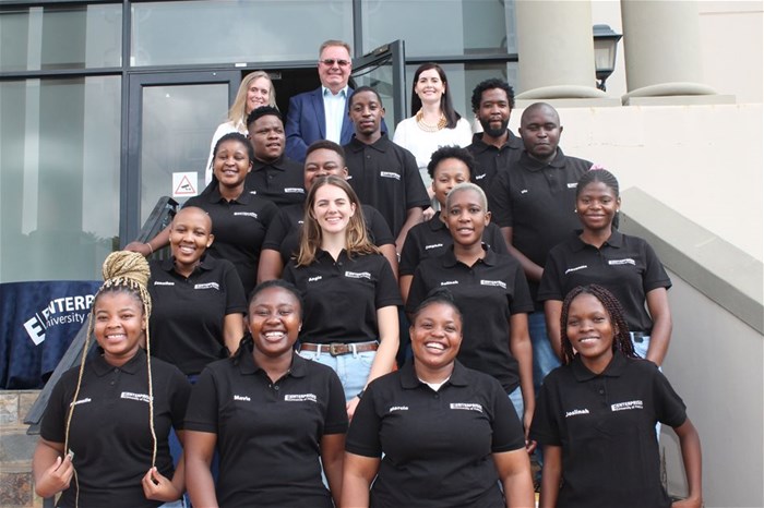 2022 UP Campus Tours team with Prof Karen Harris, the founder of UPCT), Mr Deon Herbst (CEO, Enterprises UP), and Elanie Bell (Enterprises UP; Brand and Communication Manager).