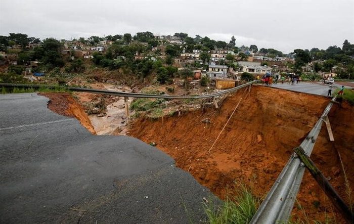 A bridge was destroyed after a river burst its banks in Ntuzuma, Durban. Reuters/Rogan Ward