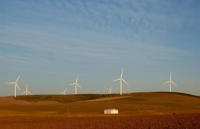 Wind turbines produce renewable energy outside Caledon. Reuters/Mike Hutchings