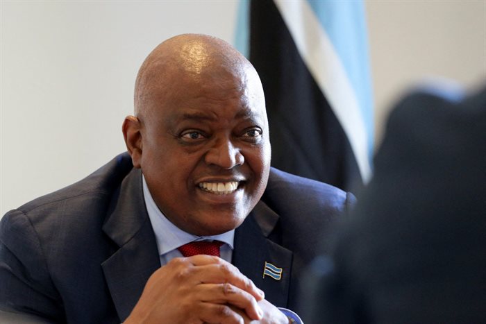 Botswana President Mokgweetsi Masisi speaks to Reuters as the 2022 African Mining Indaba takes place in Cape Town. Reuters/Shelley Christians